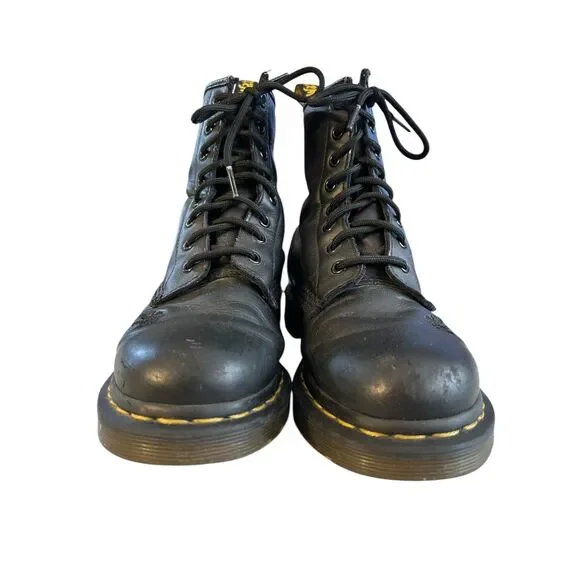 Dr Martens Women's 1460 Vonda Mono Boot Size 38 (7US) Black Embroidered Flowers - Picture 1 of 8